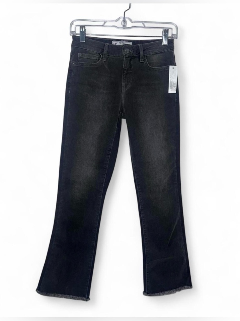 Free People Black Washed Frayed Hem Jeans NWT Women’s 24 Cropped Denim